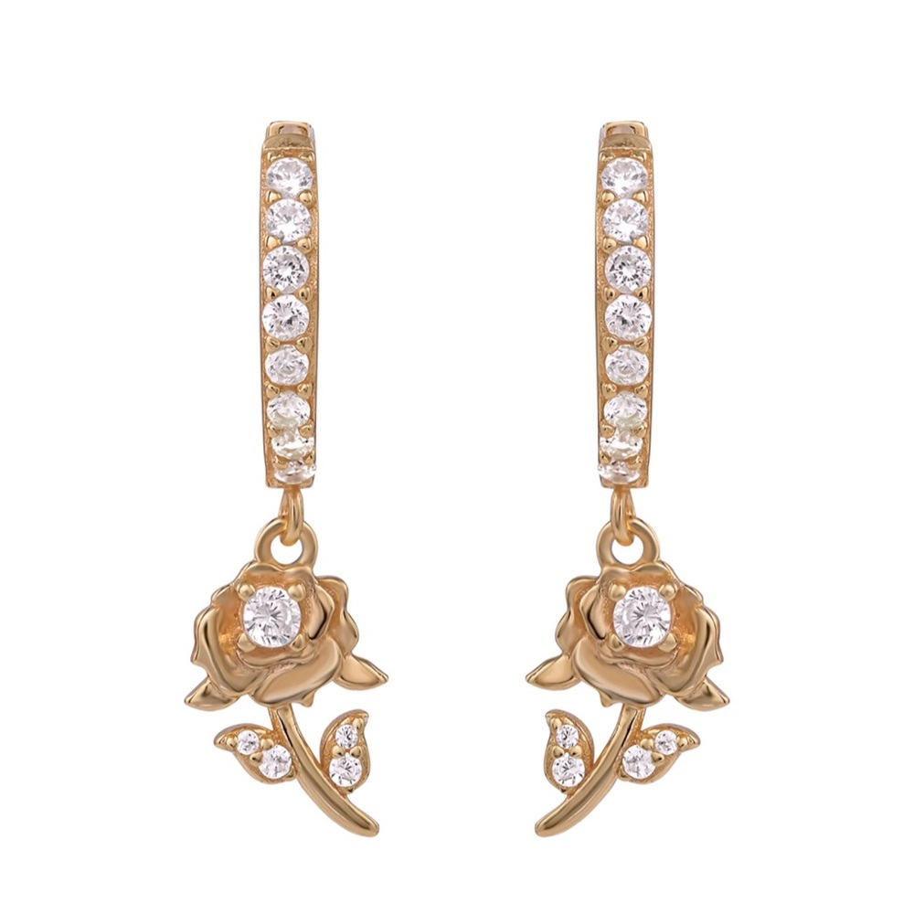 18k Gold Disney Beauty and the Beast Earrings